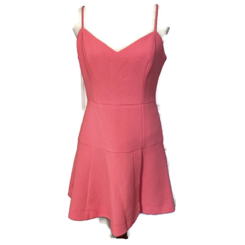 BLACK HALO BARBIE CORE DRESS NEW PINK FIT & FLARE SKATER SPAGHETTI STRAPS Sz 10